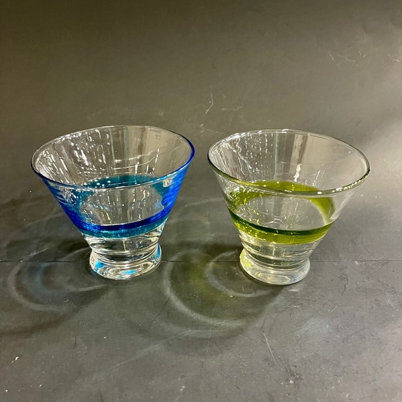 4 Hand Blown Bubble Glass Stemless Martini Anthropologie Glasses - Picture 9 of 10